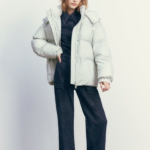 Zara Jackets & Blazers - Zara Hooded Down Jacket Size Medium